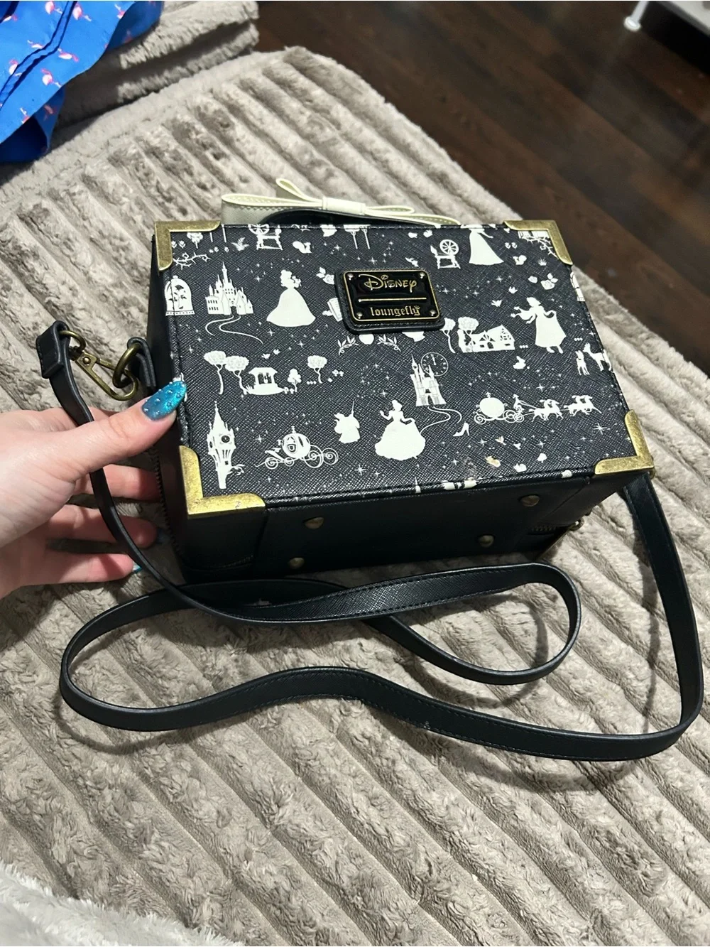 Loungefly Black & Cream Cinderella Silhouette Storybook Crossbody Bag